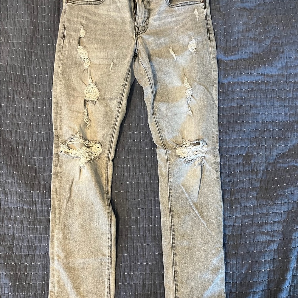 Distressed Gray Jeans